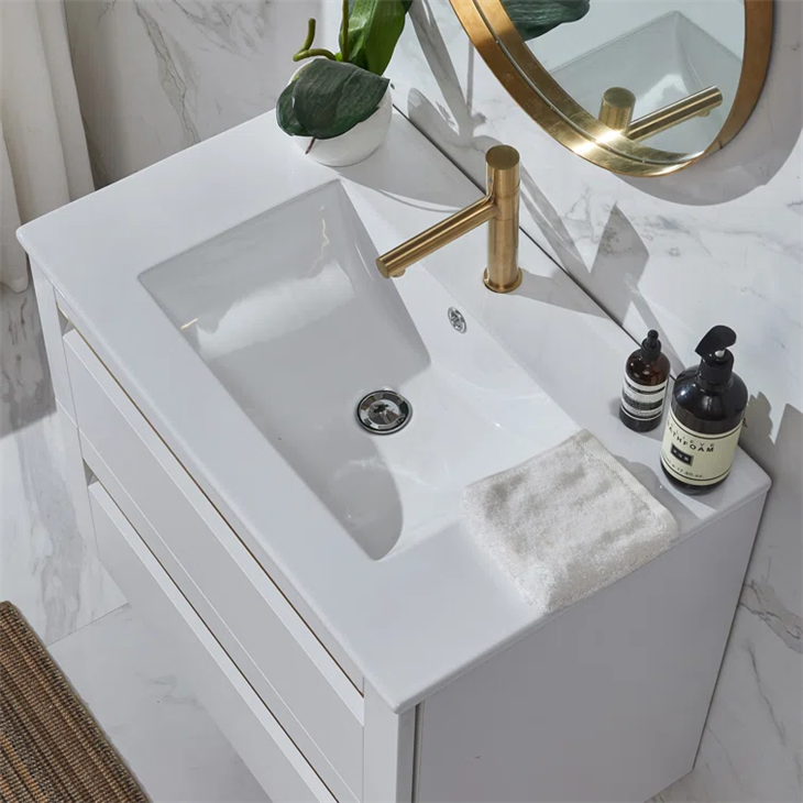 30'' White Rustic Wall Mounted Single Bathroom Vanity Set